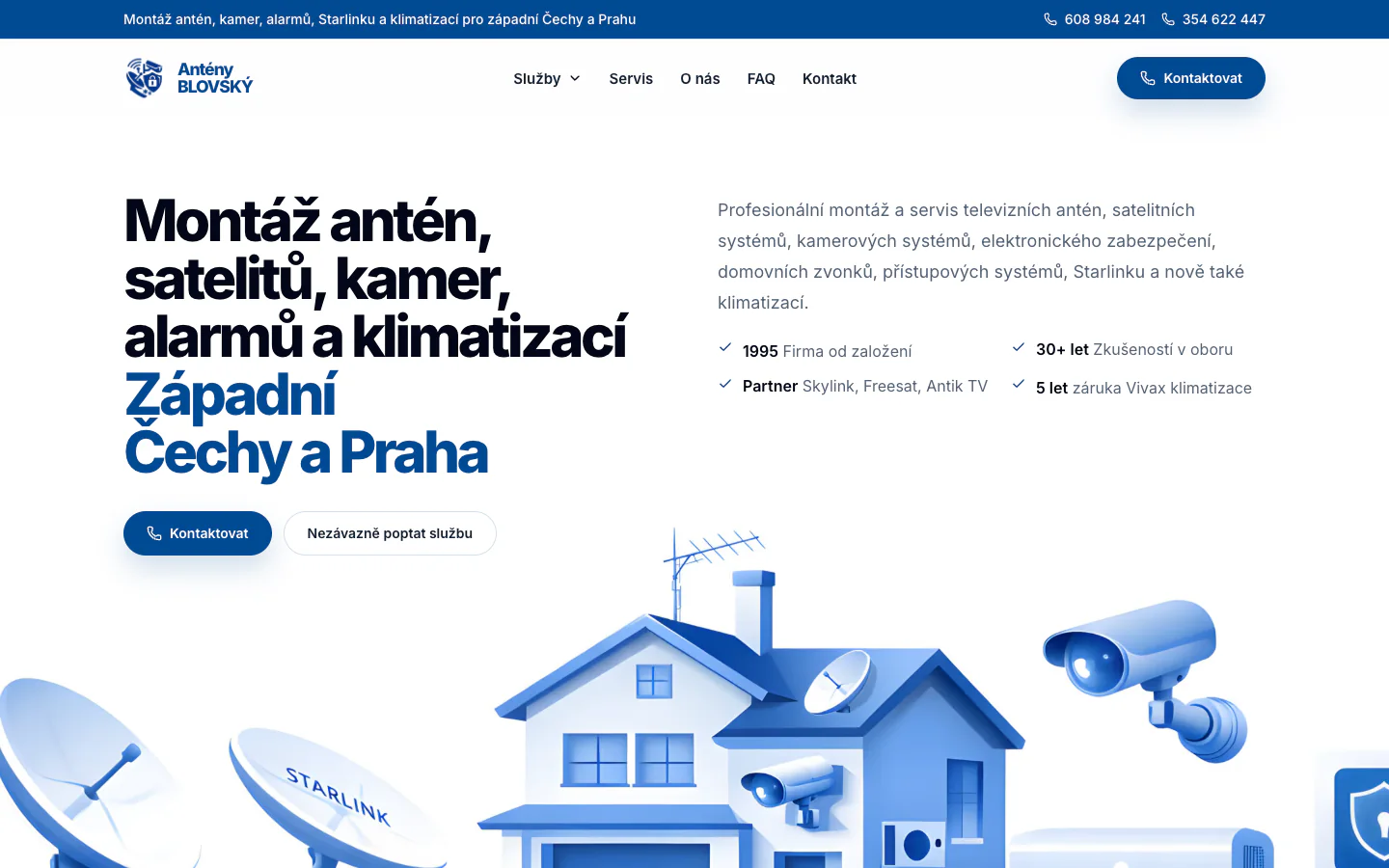 Web Antény Blovský s nabídkou montáží a technických služeb